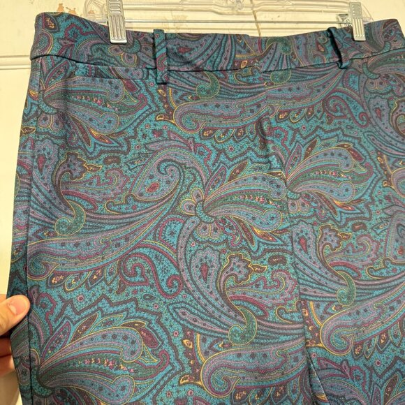 Talbots Hampshire Ankle Pants Paisley Print Straight Leg Size 10 Stretch Career - Picture 7 of 10